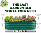 Plant & Plot Galvanized Raised Garden Beds Outdoor // 4×2×1 ft (2-Pack) Planter Raised Beds for Gardening, Vegetables, Flowers // Large Metal Garden Box (Dark Green) // Patented Tool-Free Design