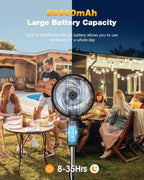 outdoor misting fan for outside, 12-inch 20000mah portable, side view