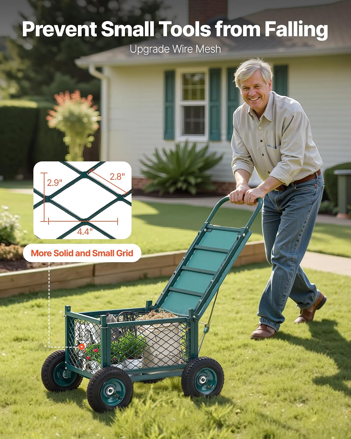 vevor rolling garden cart with seat, metal rolling, package contents