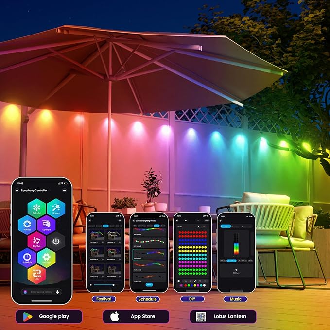 Fitop Permanent Outdoor Lights, 100FT RGB LED Eaves Light for Home, IP67 Waterproof Outdoor Strip Light, Extendable, DIY Scene Modes, Music Sync, App/Remote Control
