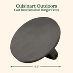 Cuisinart Smash Burger Press, Cast Iron, 6.5" Round Burger Smasher | Hamburger press with round flat edge for crispy carmelization, the go-to grill press for indoor and outdoor cooking, CISB-111