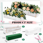 Dandat 1 Set Wood Boxes for Centerpieces 16x4 Inch Rectangle Wooden Planter Box Rustic Wooden Planters with Removable Plastic Liner Floral Foam Blocks for Christmas Wedding Home Garden Decor(White)