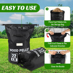 22LB Waterproof Wood Pellet Storage Containers - Dual Handles, Label Pocket | Portable 500D PVC BBQ Smoker Pellet Storage Bag, Stay Dry Grill Pellets Storage Container for Fuel, Charcoal, Wood Chips-1PCS