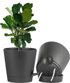 FaithLand 2-Pack 9 Inch Planter Pots for Indoor Outdoor Plants, Self Watering Flower Pots with Deep Reservoir, Black …