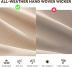 Aoxun Patio Furniture Sets, 12-Piece Outdoor Patio Furniture with 44'' Propane Gas Firepit Table, Wicker Outdoor Conversation Set Sectional Sofa for Backyard, Poolside, Garden