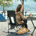 Portal Outdoor Rocking Chair Camping Folding Portable Rocker with Cup Holder Side Pocket Carry Bag, Support 350LBS (Mesh Black)