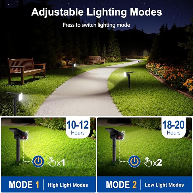 LETMY Solar Spot Lights Outdoor Waterproof with Bigger LED, 4 Pack Auto ON/OFF 135°Adjustable Solar Lights Outdoor, 2-in-1 Wall Lights & 2 Modes Landscape Spotlights for Tree Yard Pathway Garden Decor