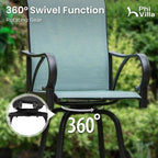 PHI VILLA Outdoor Bar Stools Set of 2, Swivel Patio Bar Stools & Chairs with Armrest, All-Weather High Top Outdoor Bar Chairs for Outside, Porch and Deck
