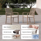 Outdoor Patio Dining Chair, 400 Lbs, Light Brown, Set of 2 | All-weather Woven Rope, Sturdy Frame,Ergonomic Backrest, Removable Breathable Cushion,for Patio & Garden