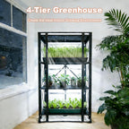 indoor greenhouse with grow light, 4-tier foldable, 28.2x14.2x50in shown in use