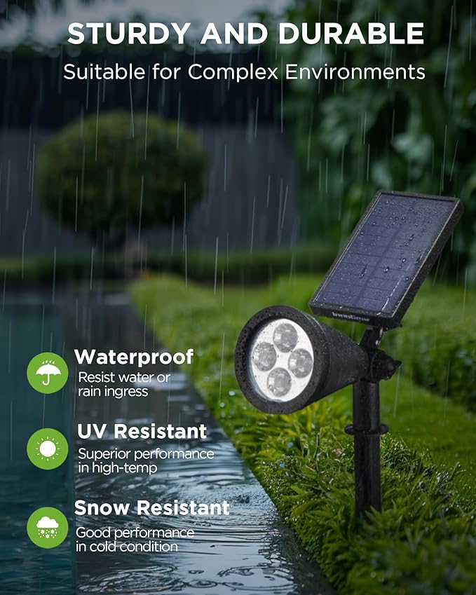 InnoGear Solar Lights Outdoor Waterproof Solar Garden Light for Outside Yard Landscape Lighting Pathway Spot Lights Spotlight Wall Light Auto On/Off, Warm White