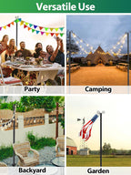 String Light Poles for Outside, 11 Feet Lights Poles with Mount Anchor, 2 PCS Outdoor Lighting Poles Hanging Backyard Garden Party Wedding Decorations, Heavy Duty Metal Stand Posts for Bistro, No Rust