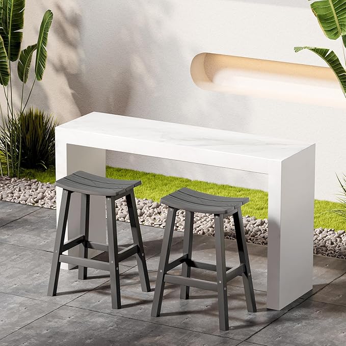 Stoog Bar Stools Set of 4, All-Weather Outdoor Barstools, 400 lbs Weight Support, Easy to Clean and Care, for Bar, Kitchen Counter, and Patio, Grey
