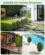 fake bushes boxwood balls,27‘’ faux boxwood topiary outdoor, side view