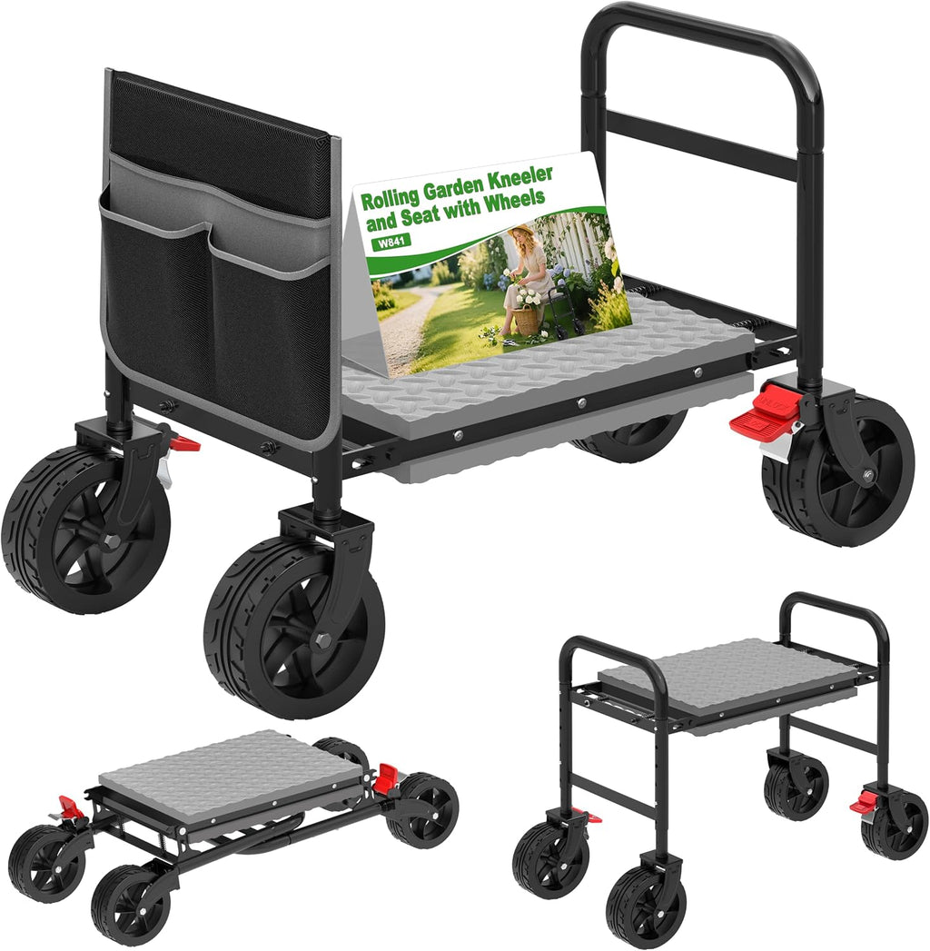 garden seat with 360° brake wheel: 3-in-1 rolling, main product view