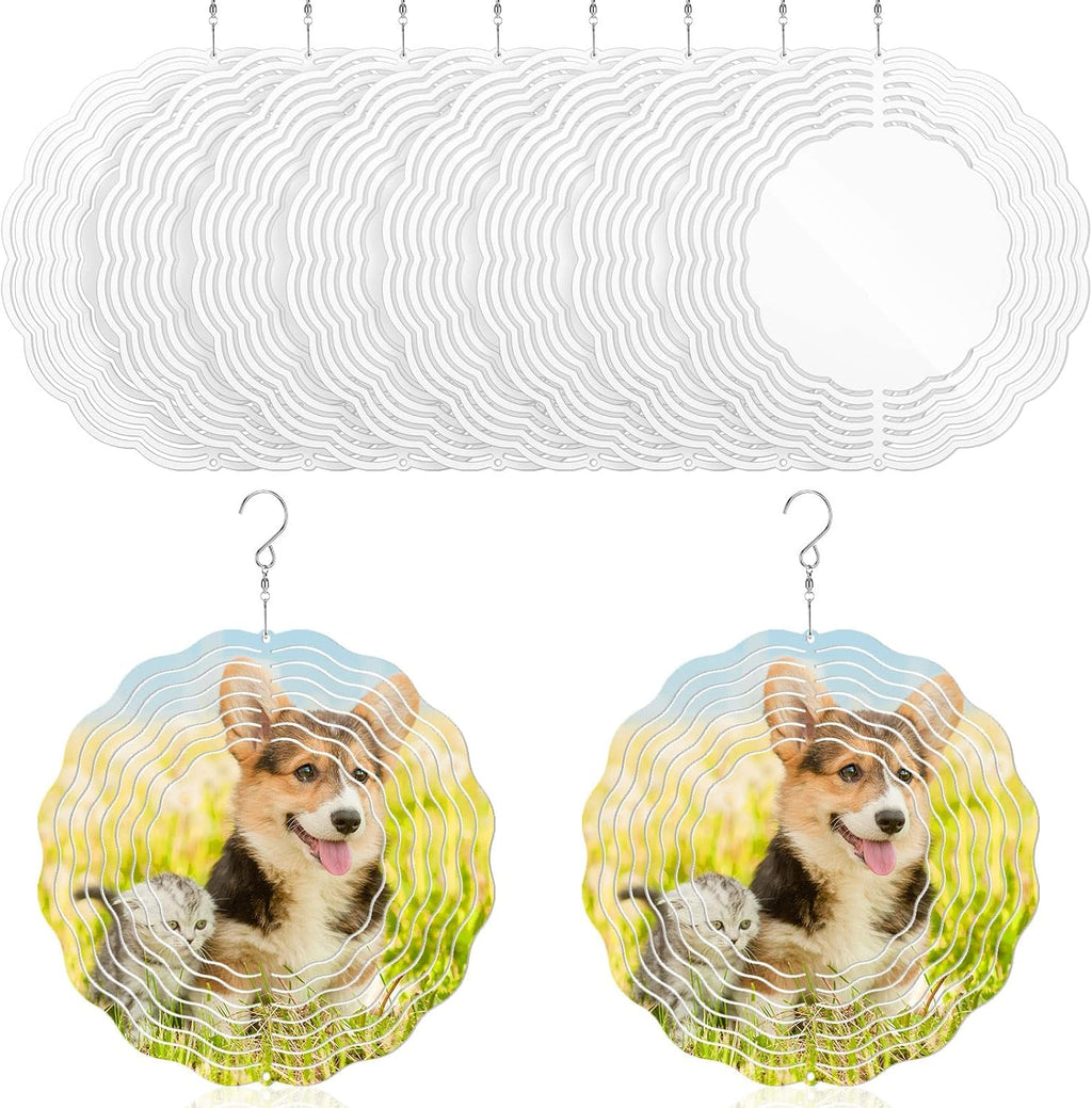 Weysat 6 Pack Sublimation Wind Spinner Blanks 3D Aluminum Wind Spinners Hanging Spinners DIY Crafts Ornaments for Indoor Outdoor Garden Yard Window Porch Front Door Decoration (12 Inch)