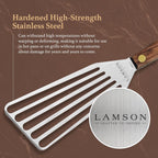 Lamson Slotted Fish Spatula – Flexible Stainless Steel Turner with Walnut Handle | Right-Hand Chef's Frying and Grilling Turner, 3" x 6", Made in USA