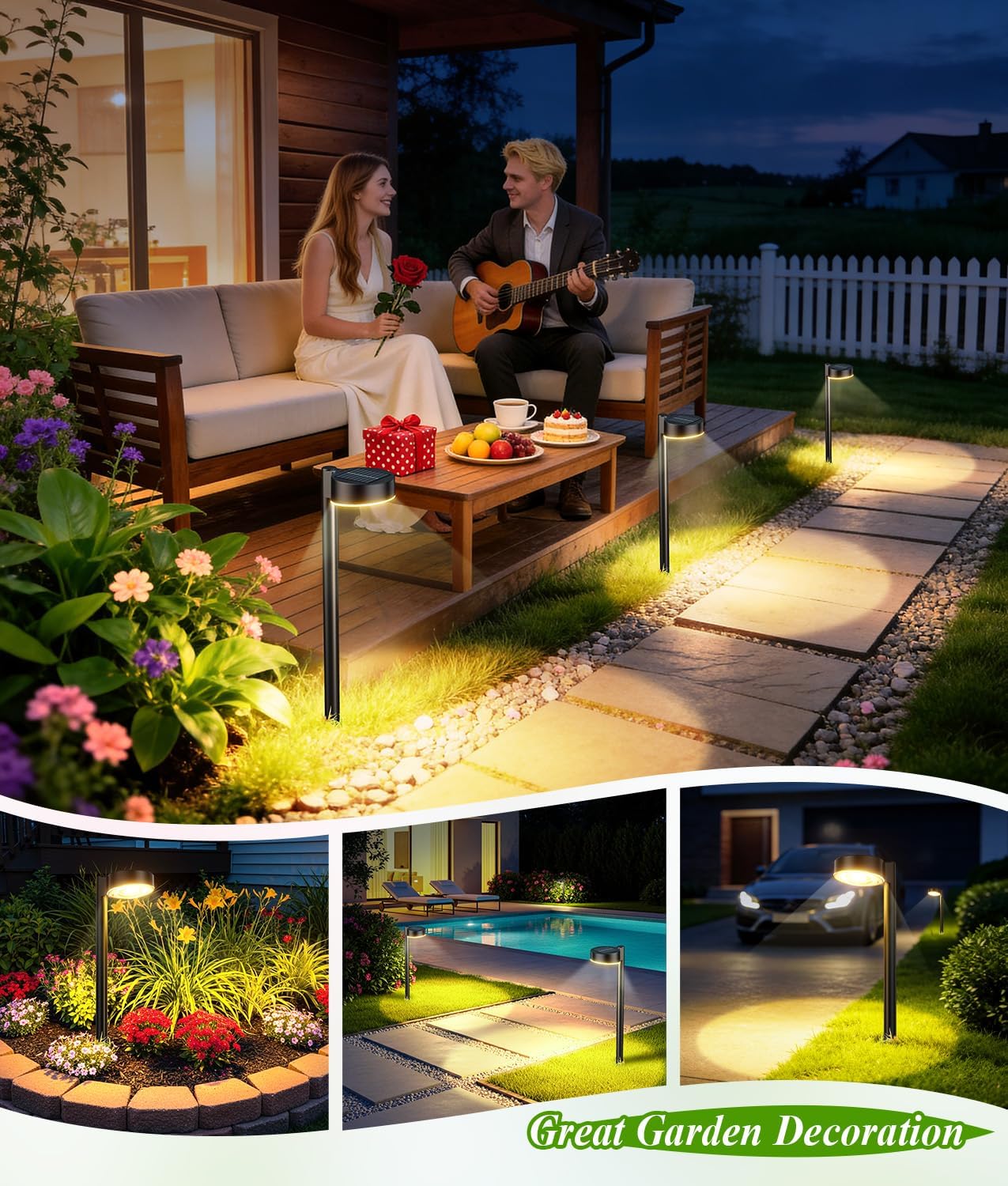 8 Pack Solar Pathway Lights Outdoor, Up to 12Hrs Solar Light | Larger Focused Spot Lens, Waterproof Solar Light for Garden, Walkways, Landscape Path