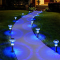 Priddop Solar Garden Lights Outdoor Waterproof 8 Pack Blue LED Mushroom | Yard Pathway Walkway Patio Landscape Path Lights, Acrylic ABS, Ground Patterns Replaceable Battery, Outside Christmas Decor