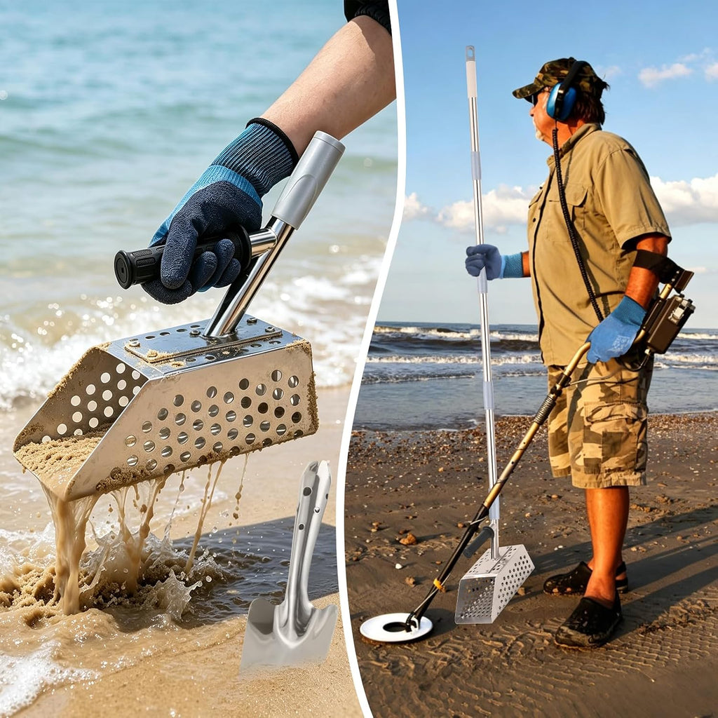 sand scoop for metal detecting, long handle sand showing dimensions