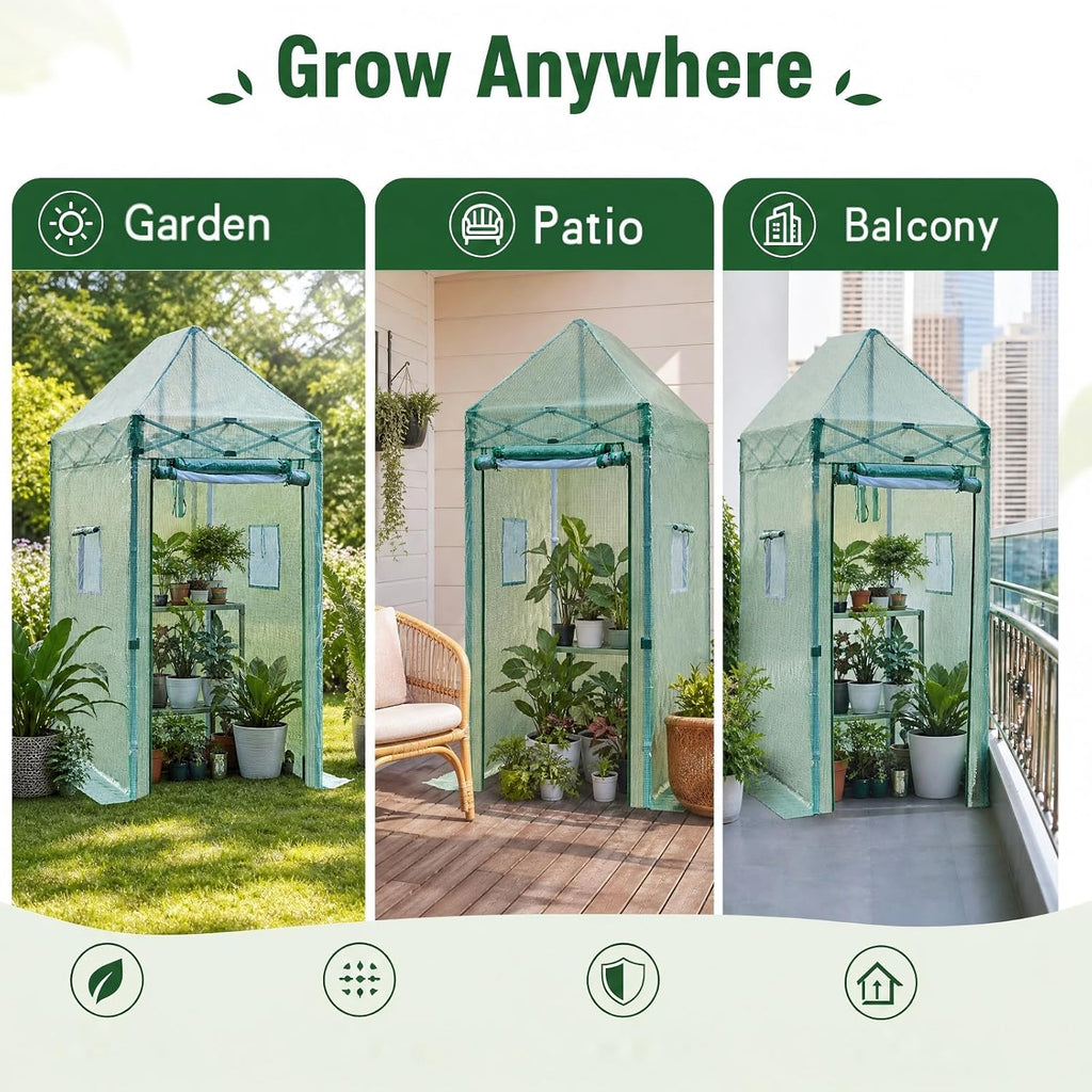 solayis pop up greenhouse, 6x4 ft portable walk, side view