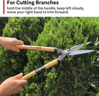 HOUNEN Japanese Hedge Shears, 20in Yasuki High-Purity Steel Bypass Blades | Lightweight shears with Yasuki high-purity carbon steel blades shape hedges, trim curves and cut fresh thin branches cleanly.