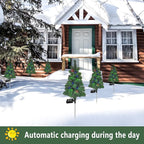Solar Christmas Tree Garden Stake Lights Outdoor Waterproof Pathway Lights Xmas Tree Light for Lawn Patio Yard Front Porch Christmas Decor 2pcs