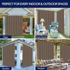 PureFit Outdoor Curtains for Patio Waterproof Weatherproof, UV Resistant Outside Curtains for Gazebo, Front Porch, Pergola, Sun Blocking Privacy Curtain, 120W x 95L inch, 1 Panel, Camel
