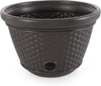 Suncast 6 Pack Decorative Wicker Garden Hose Holder Pot with 4 Drain Holes for 100 Foot Hoses, Java