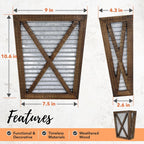 Autumn Alley Large Rustic Farmhouse Wall Planter Set of 2, Farmhouse Decor Wall Hangings for Hanging Planter Indoor, Galvanized Wall Planter, Corrugated Metal, Wooden, Brown - Flowers Not Included