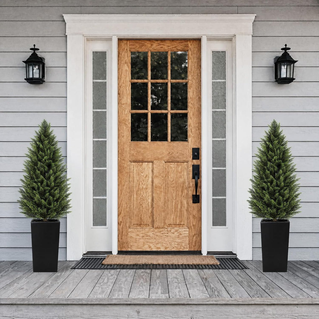 vivatrees 4ft artificial cedar topiary trees 2 pack, side view
