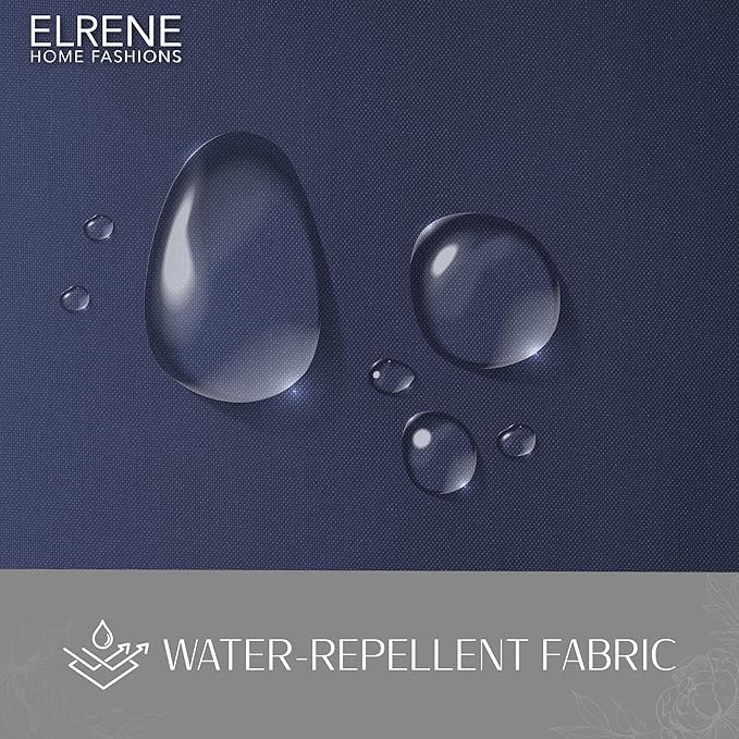 Elrene Home Fashions Matine Weatherproof Tab-Top Indoor/Outdoor Solid Color Curtain Panel for Porch, Pergola, Patio, Deck, 52”W x 95”L, Blue