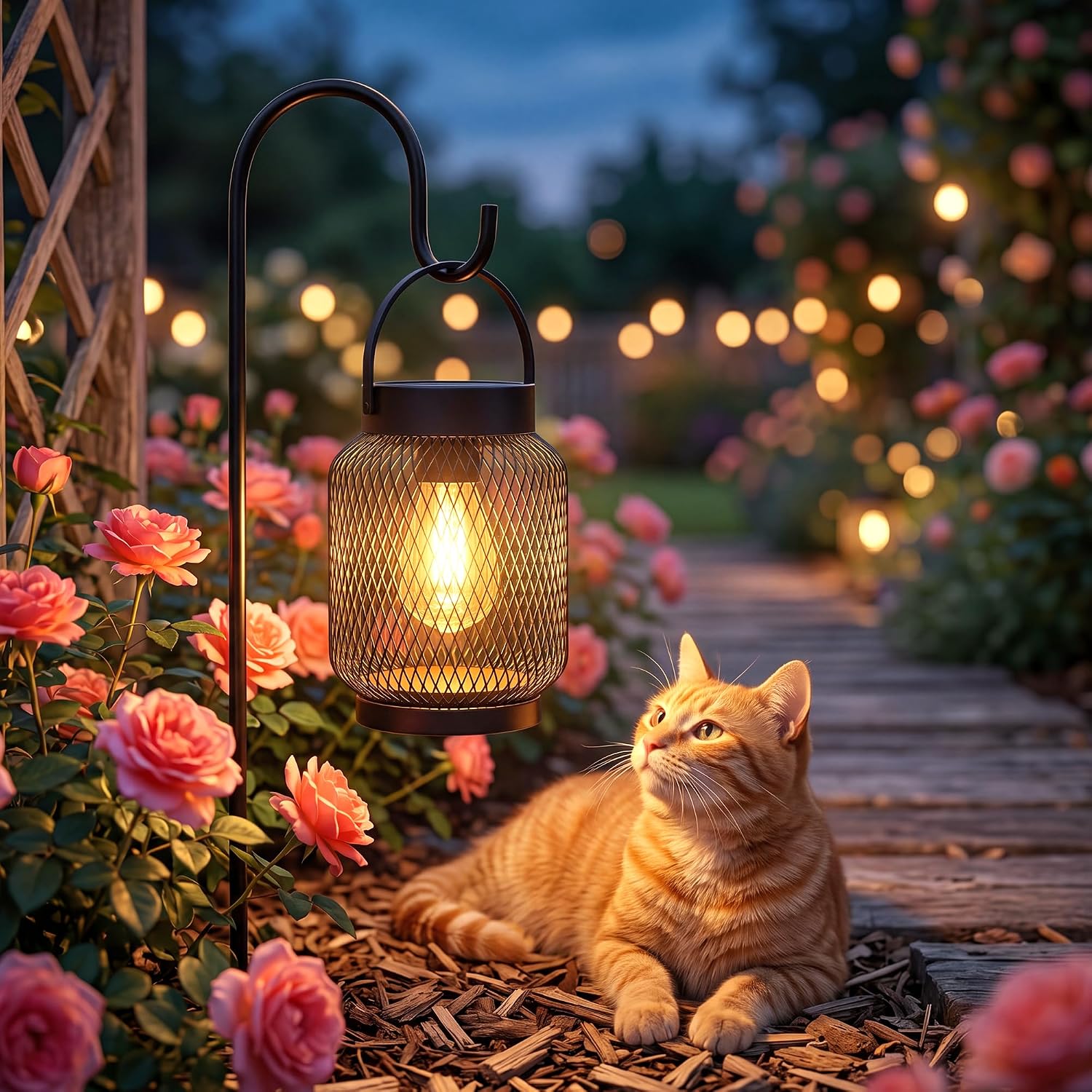 Hanging Solar Lanterns Outdoor Waterproof: 2 Pack Metal Accent Lights | IP65 Waterproof, Auto On/Off, Long-lasting 12-15hrs, Hang Or Clip For Patio Table, Warm Ambiance, No Wiring, 800mah Battery