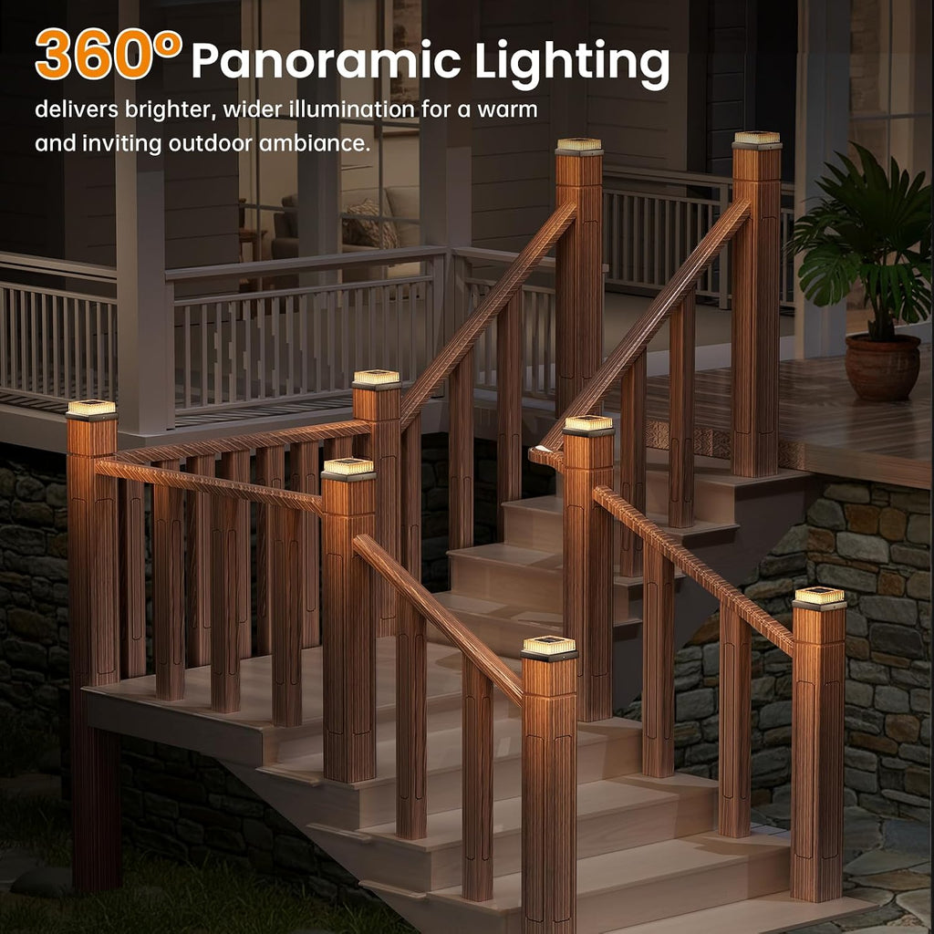APONUO Solar Post Cap Lights, 12-Pack IP65 Waterproof for 4x4 Posts, 20 Lumens Deck Post Lights Solar Powered Outdoor – Perfect for Fence, Patio, Garden,Decor, Black