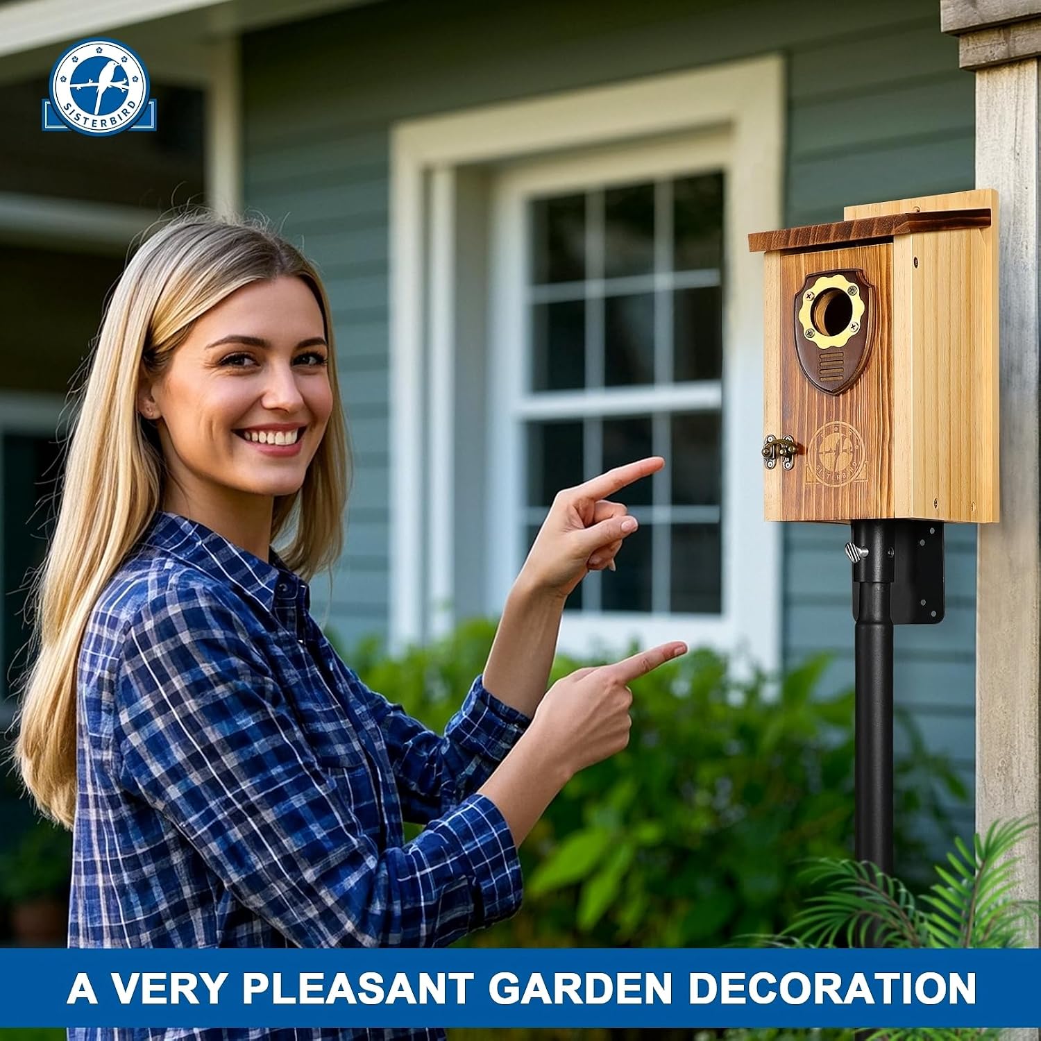 SISTERBIRD Pack of 2 Bluebird Houses for Outside, Premium Wooden Bird House, Bluebird House for Outdoor, Courtyard Decoration Bird Nest, Bluebird Finch Swallow Wren Chickadee