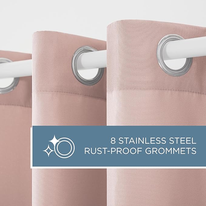 TOWN & COUNTRY BASICS Cabana Solid Heavyweight Indoor Outdoor Curtains, Light Filtering Opacity with Grommet Top, Water Repellent, 2-Pack Set, 54"x96", Blush