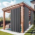 NICETOWN Gazebo Curtains for Patio Waterproof Extra Wide 2 Panels, Blackout Weatherproof Thermal Insulated Rustproof Top & Bottom Grommet Outdoor Windproof Drapes for Pergola, Grey, W84 x L84