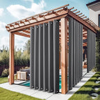 NICETOWN Gazebo Curtains for Patio Waterproof Extra Wide 2 Panels, Blackout Weatherproof Thermal Insulated Rustproof Top & Bottom Grommet Outdoor Windproof Drapes for Pergola, Grey, W84 x L84