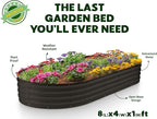 Plant & Plot Galvanized Raised Garden Beds Outdoor // 8×4×1 ft (2-Pack) Planter Raised Beds for Gardening, Vegetables, Flowers // Large Metal Garden Box // Patented Tool-Free Design (Black)