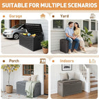 Greesum 100 Gallon Resin Deck Box Large Outdoor Storage Boxes with Cushions for Garden Tools, Patio Furniture Pillows, Pool Supplies, Black