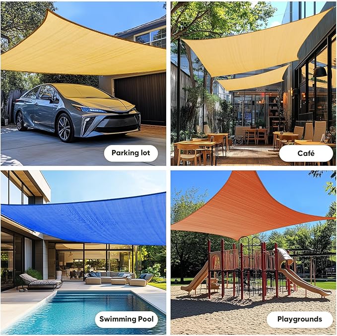 Quictent 12x16ft Rectangular Sun Shade Sail 185G HDPE Canopy 98% UV Block Outdoor Patio Garden Commercial Deck with Hardware Kit