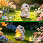 Solar Rabbit Garden Decor Statue, Rabbit Figurines with LED Light, Hand-Painted Resin,IP65 Waterproof for Patio, Lawn & Yard Decorations, Unique Mothers Day Gifts for Mom Women