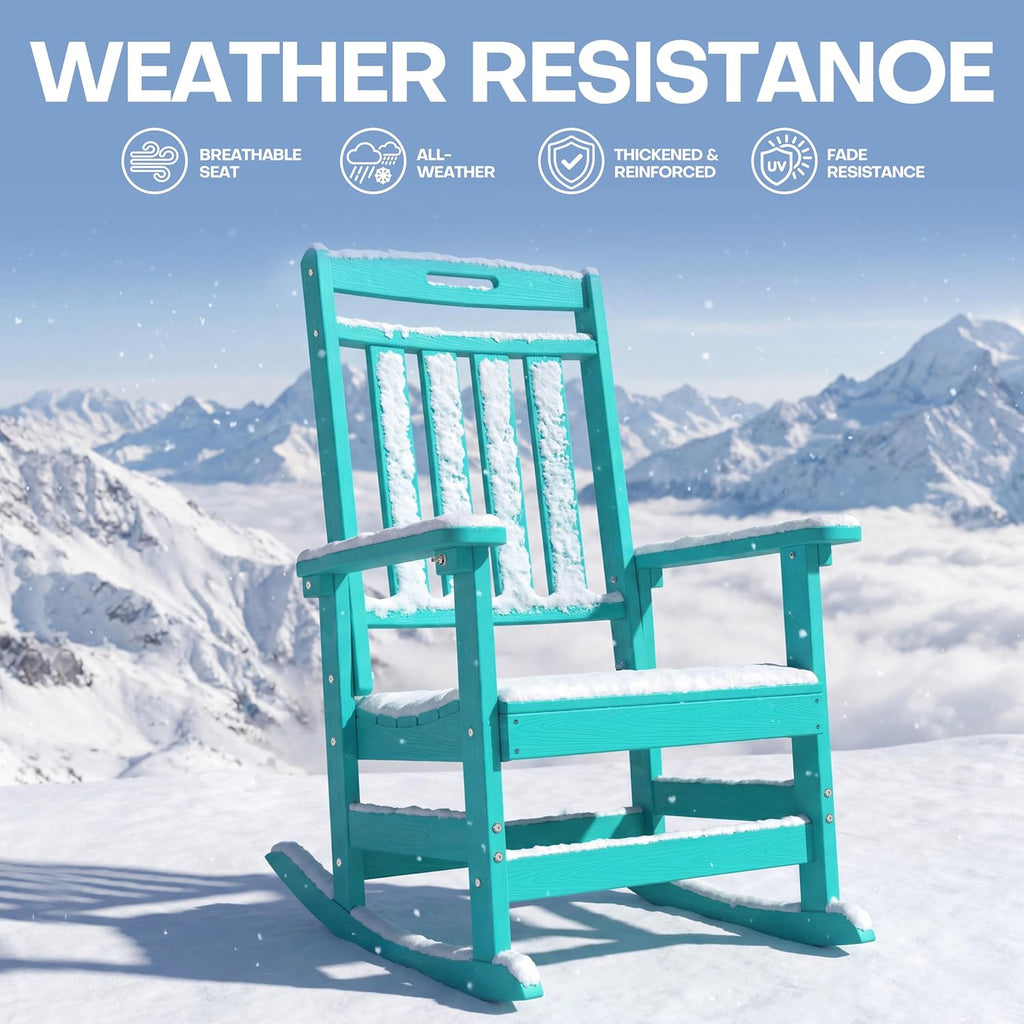 Oversized HDPE Outdoor Rocking Chair Set of 4, All-Weather, Aruba | Heavy Duty Patio Rockers with High Back, Extra Large & Extra Wide, Supports up to 380lbs, Perfect for Porch, Lawn, Garden