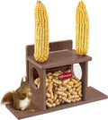 Kingsyard Squirrel Feeder Box for Outside, Recycled Plastic Squirrel Feeder Box with Corn Cob Holders, Easy to Refill & Clean, Weather-Proof (Brown) | Recycled Plastic, Corn Cob Holders, Extended Side Platform, Easy to Refill & Clean, Weatherproof Roof