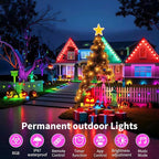 Permanent Outdoor Lights, 50ft Smart Eave Lights with RGB LED Light, IP67 Waterproof, App Control, DIY RGB Light for House Halloween Decorations
