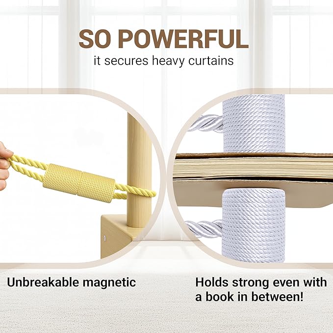 Hion Magnetic Curtain Tiebacks Golden 4 Pack, Curtain Tiebacks Buckles Holdbacks Holders Hooks Clip for Home Bedroom Office Decorative Thick or Thin Curtain