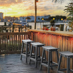 VINGLI 24 Inch Outdoor Bar Stools Set of 2, HDPE Weather Resistance Counter Height Bar Stools Durable Patio Chairs for Bar, Kitchen Counter, Yard (Gray, 24 Inch 2PC)