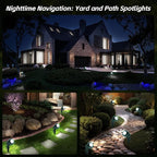 Spotlight Outdoor – 120V Plug-In, 6500K Cool White LED Landscape Lighting with RGB Purple 4 Color Lenses for Yard, Garden, Lawn & Tree Decor on Holidays&Everyday, IP67 Waterproof (2 Pack,Green)