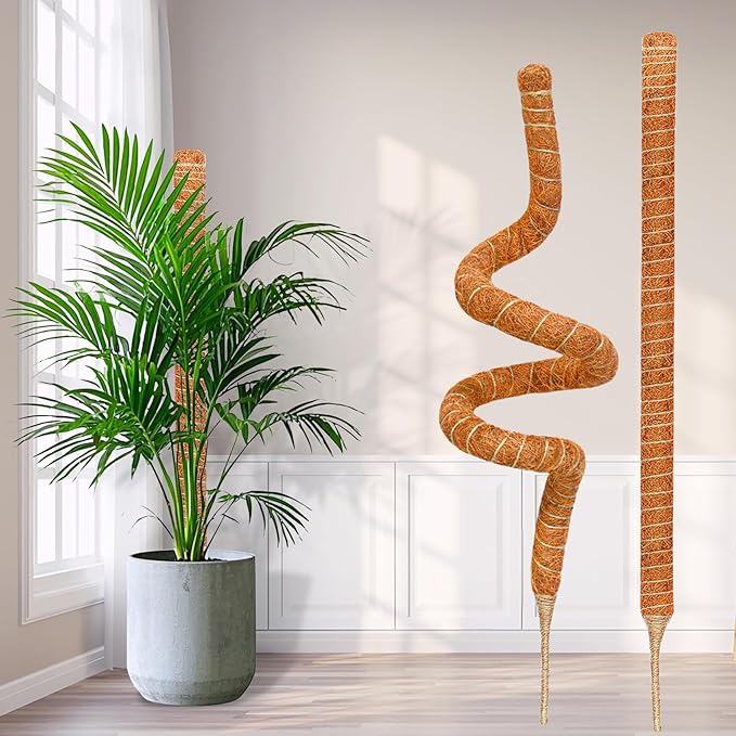 4 Pack 39 Inch Moss Pole Monstera Plant Support, Coir Moss Poles for Climbing Indoor Plants, Bendable Plant Stake Trellis for Potted Plant, Pothos, Philodendron