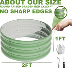 3Pcs 2X2X1ft Round Raised Garden Bed Kit,Galvanized Raised Garden Beds Outdoor, Metal Planter Box Steel Kit Flower Herb,Vegetables..Grass Green